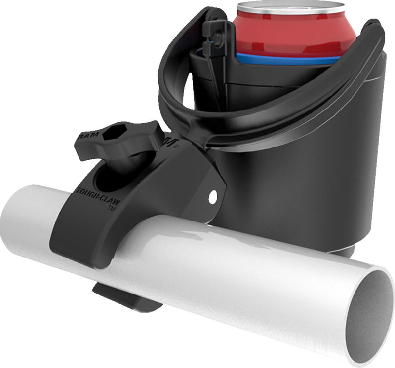 RAM Mounts Tough-Claw™ Mount with Level Cup™ Drink Holder Black Flat Universal Composite Kit #RAM-B-132-400