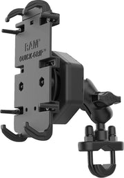 RAM Mounts Quick Grip™ Phone Mount with U-Bolt Base Quick-Grip™ Vibe Safe™ Cradle Black Flat Anti-Vibration Universal Composite #RAM-B-149Z-A-PD4-462