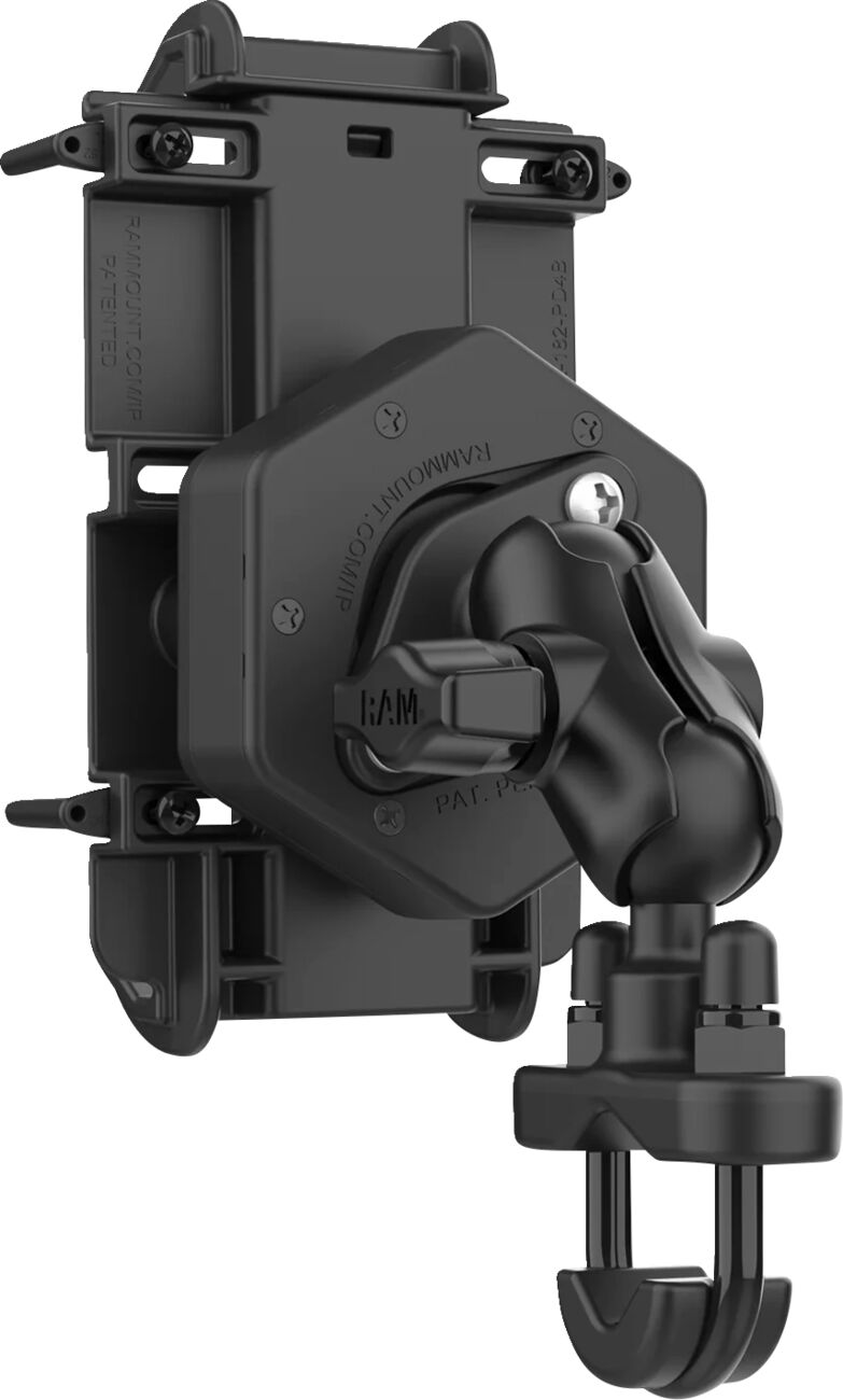 RAM Mounts Quick Grip™ Phone Mount with U-Bolt Base Quick-Grip™ Vibe Safe™ Cradle Black Flat Anti-Vibration Universal Composite #RAM-B-149Z-A-PD4-462
