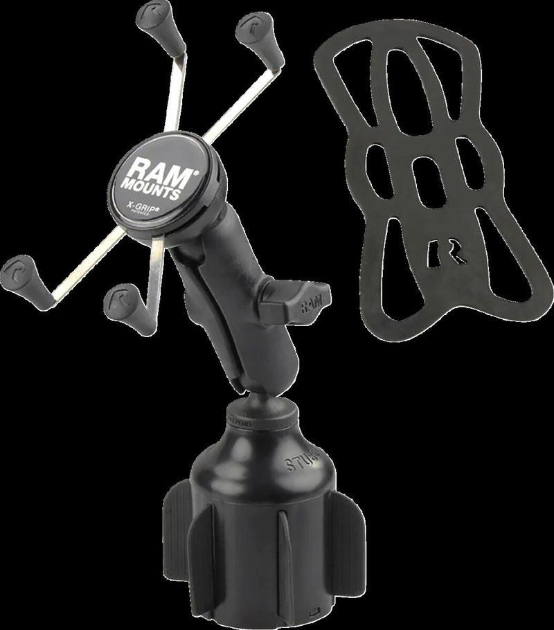 RAM Mounts X-Grip® Large Phone Mount with Stubby™ Cup Holder Base Black Powder-Coated Universal Aluminium Composite Kit #RAP-B-299-4-UN10U