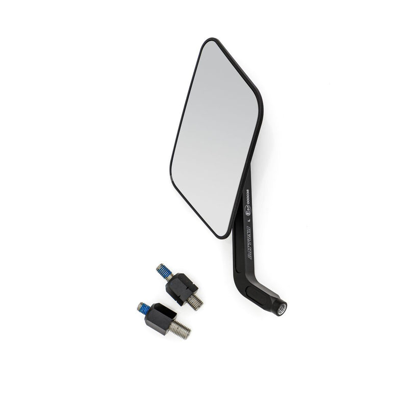 Daytona Aluminium Flat Mirror Black Square Right Mirror Back