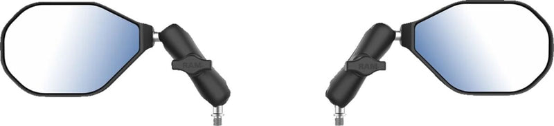 RAM Mounts Tough-Mirror™ Kit with M10-1.25 Bases - Medium Arm Black Powder-Coated Left Right Ball and Socket Side View Aluminium Composite #RAM-B-349-465RL
