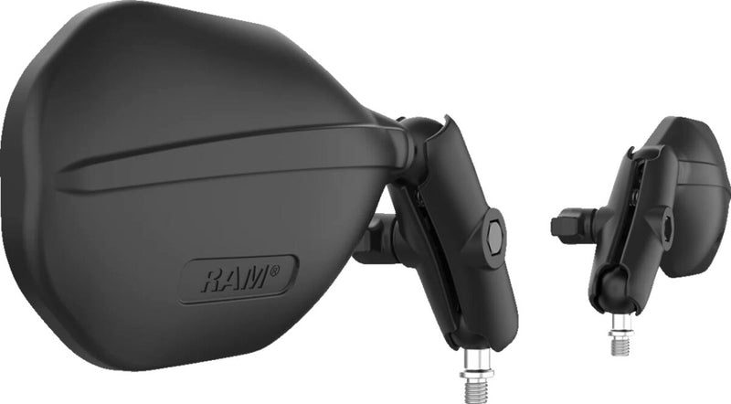 RAM Mounts Tough-Mirror™ Kit with M10-1.25 Bases - Medium Arm Black Powder-Coated Left Right Ball and Socket Side View Aluminium Composite #RAM-B-349-465RL