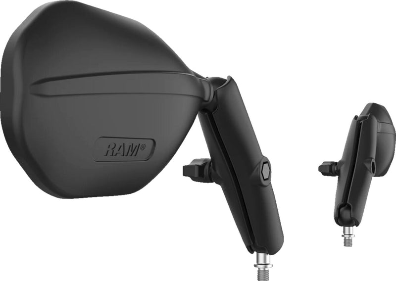 RAM Mounts Tough-Mirror™ Kit with M10-1.25 Bases - Long Arm Black Powder-Coated Left Right Ball and Socket Side View Aluminium Composite #RAM-B-349-C-465RL