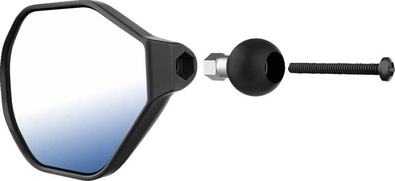 RAM Mounts Tough-Mirror™ Left Mirror with Ball Black Double Ball and Socket Side View Composite Stainless Steel Kit #RAM-B-465LU