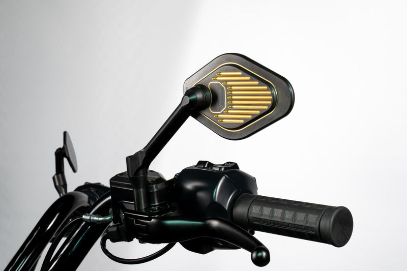Drag Specialties Adjustable Mirror Long Stem (18 cm) Black & Gold Edition Left Handlebar Aluminium Each
