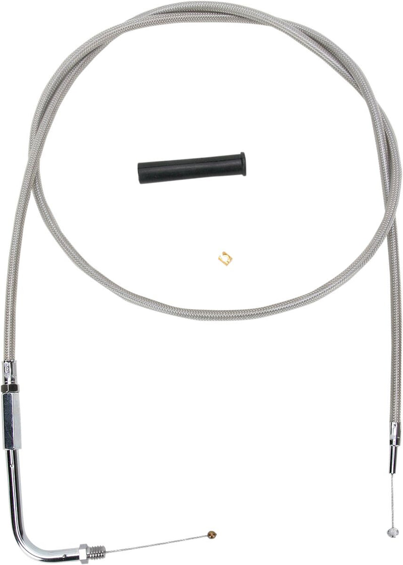 Drag Specialties Stainless Braided Throttle Cable Silver Unfinished