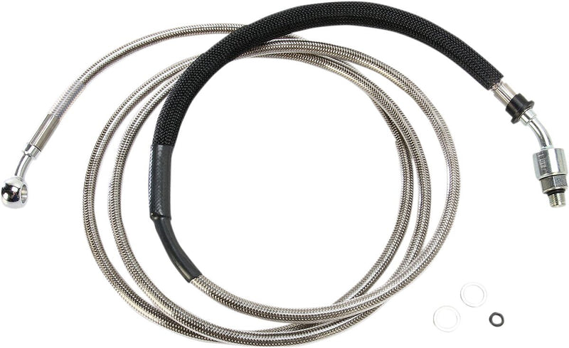 Drag Specialties Stainless Steel Hydraulic Clutch Line - +203 mm (8"), 198,5 cm (78-1/8"), Each - Clear-Coat for Harley-Davidson Touring, Softail & Trike 2013-2016