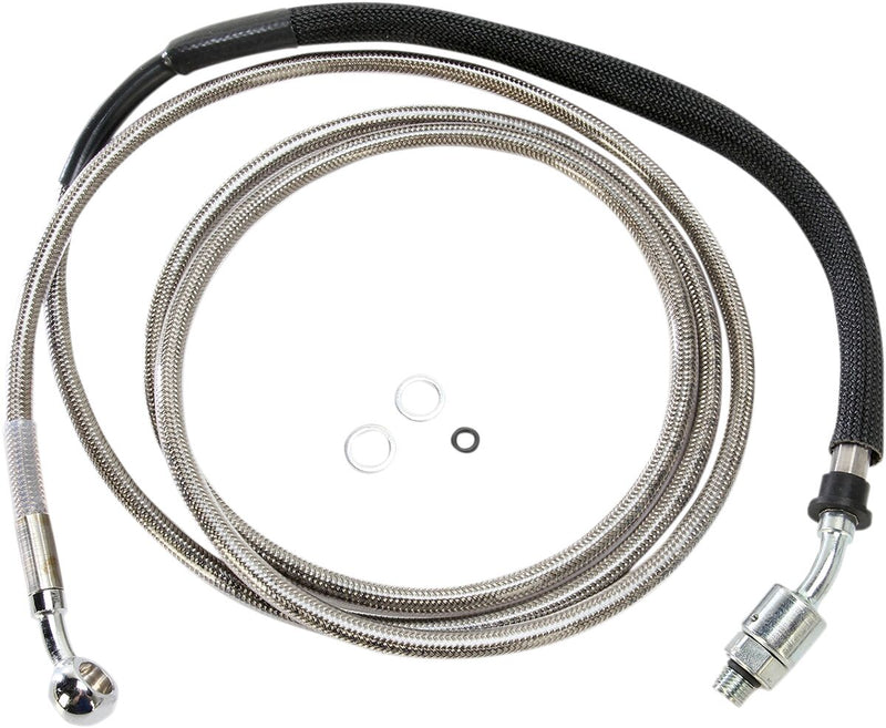 Drag Specialties Stainless Steel Hydraulic Clutch Line - +254 mm (10"), 203,5 cm (80-1/8"), Each - Clear-Coat for Harley-Davidson Touring, Softail & Trike 2013-2016