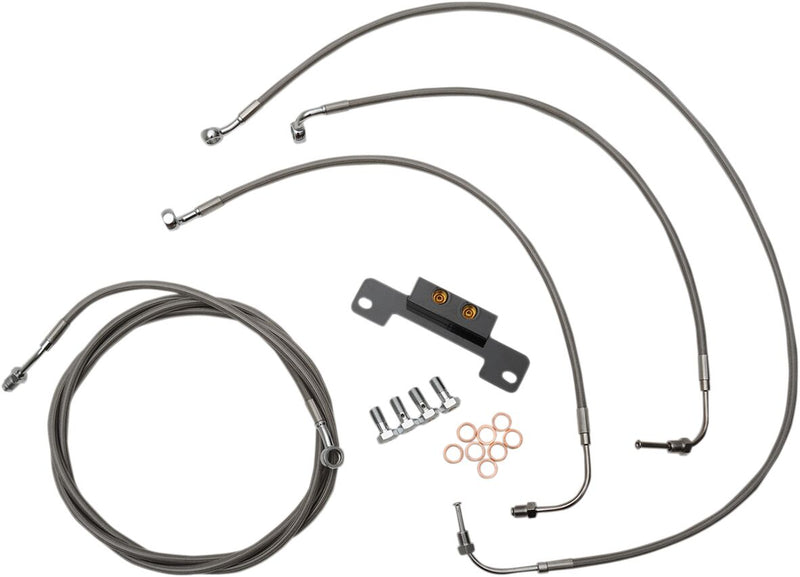 LA Choppers Standard Stainless Braided Handlebar Cable/Brake Line Kit Cable Kit Clear-Coated Natural Silver Alternate Length Clutch Line #LA-8055KT-16
