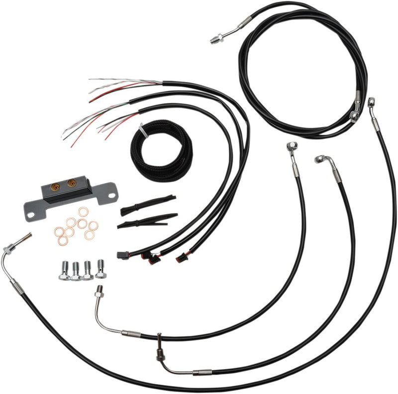 LA Choppers Complete Black Vinyl Braided Handlebar Cable/Brake Line Kit Cable Kit Clear-Coated Alternate Length Clutch Line Black| Clear-Coated| Natural #LA-8055KT2-16B