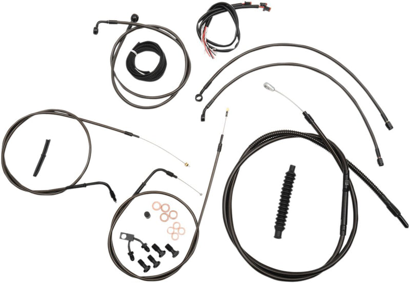LA Choppers Complete Midnight Braided Handlebar Cable/Brake Line Kit Cable Kit Black Clear-Coated Alternate Length Clutch Line Black| Clear-Coated| Natural