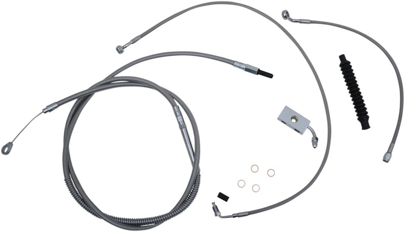 LA Choppers Standard Stainless Braided Handlebar Cable/Brake Line Kit Cable Kit Clear-Coated Natural Silver Alternate Length Clutch Line #LA-8152KT-13