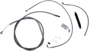 LA Choppers Standard Stainless Braided Handlebar Cable/Brake Line Kit Cable Kit Clear-Coated Natural Silver Alternate Length Clutch Line