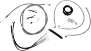 LA Choppers Complete Stainless Braided Handlebar Cable/Brake Line Kit Cable Kit Clear-Coated Natural Silver Alternate Length Clutch Line #LA-8152KT2-16