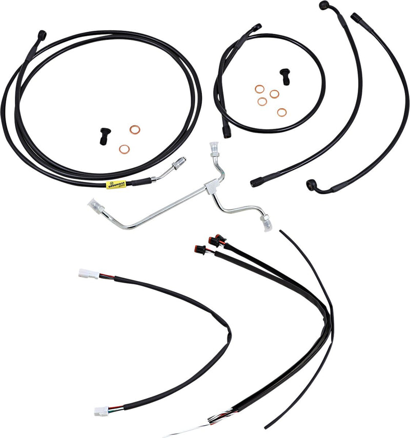 Burly Brand Complete Black Vinyl Handlebar Cable/Line Kit for Ape Hangers Cable Kit Alternate Length Braided Brake Line Clutch Line Each