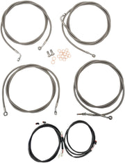 LA Choppers Complete Plug-and-Play Cable Kit Clear-Coated Natural Silver Alternate Length Braided Brake Line Clutch Line