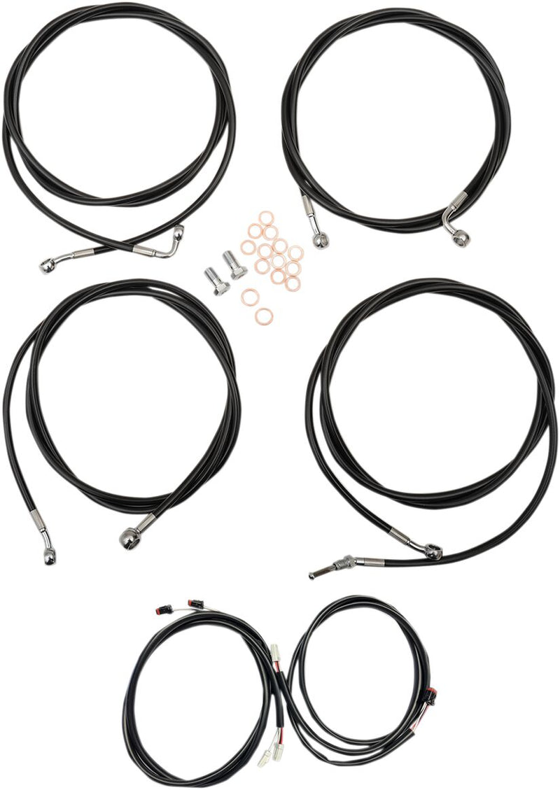 LA Choppers Complete Plug-and-Play Cable Kit Black Clear-Coated Alternate Length Braided Brake Line Clutch Line Black| Clear-Coated| Natural #LA-8054KT3-19B