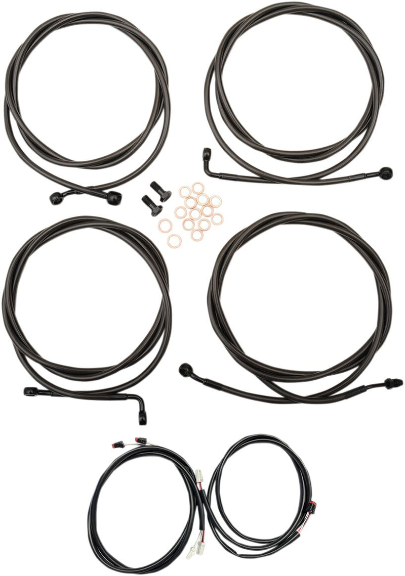 LA Choppers Complete Plug-and-Play Cable Kit Midnight Black Clear-Coated Alternate Length Braided Brake Line Clutch Line Black| Clear-Coated| Natural #LA-8054KT3-19M