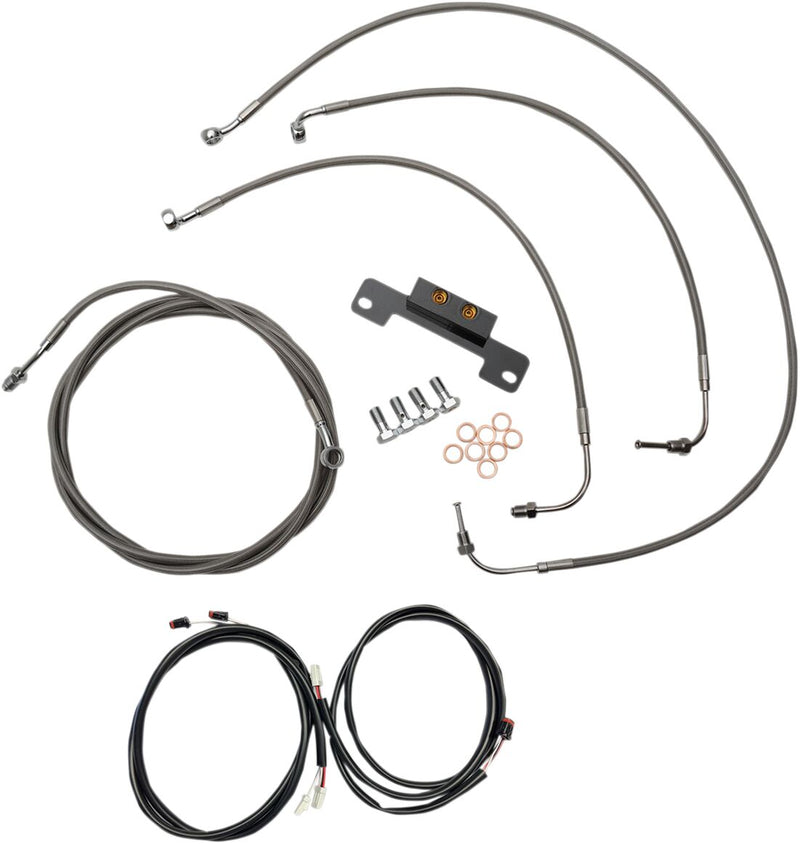 LA Choppers Complete Plug-and-Play Cable Kit Clear-Coated Natural Silver Alternate Length Braided Brake Line Clutch Line #LA-8055KT3-13