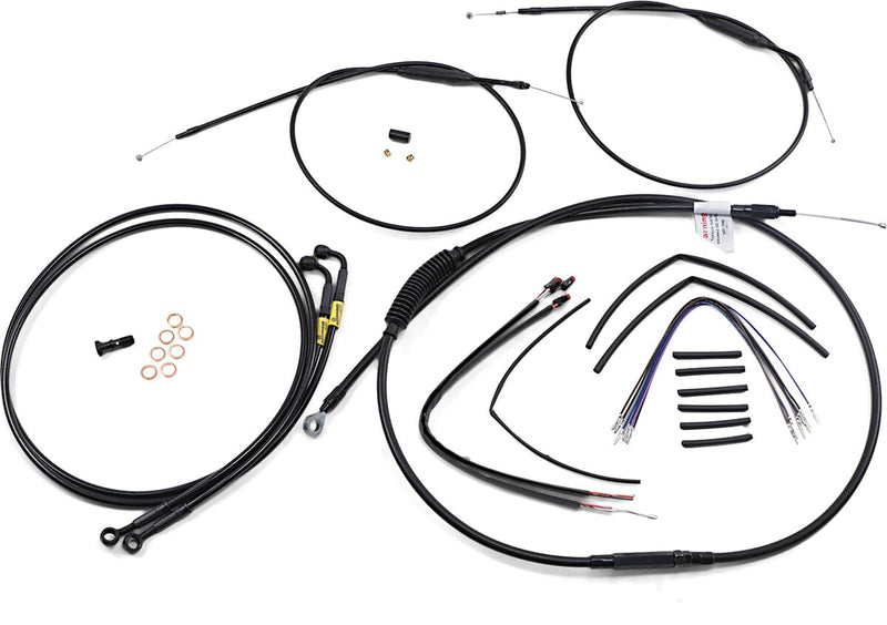 Burly Brand 12 Inch Apehanger Cable/Line Kit in Black For 2008-2017 Dyna Non ABS Dual Disc