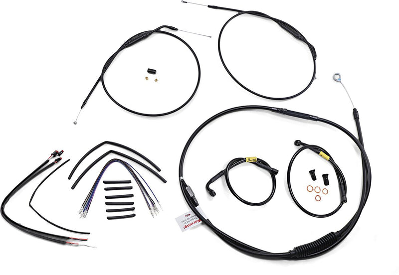 Burly Brand 14 Inch Apehanger Cable/Line Kit in Black For 2012-2017 Dyna FXDWG (ABS) Models