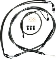 LA Choppers Standard Midnight Braided Handlebar Cable/Brake Line Kit Cable Kit Black Clear-Coated Alternate Length Clutch Line #LA-8154KT-16M
