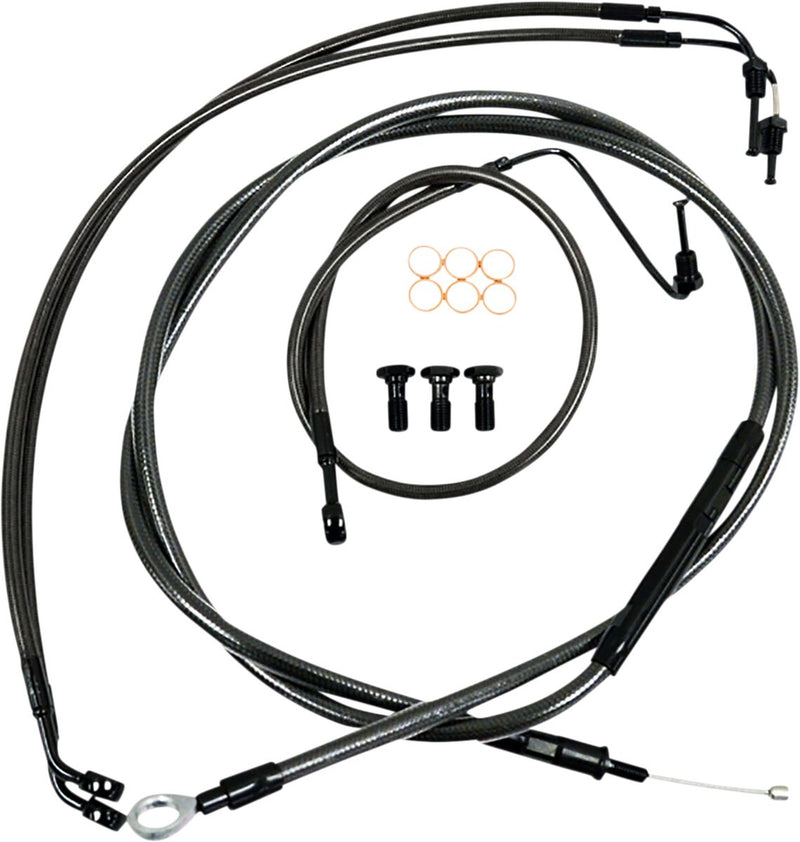 LA Choppers Standard Midnight Braided Handlebar Cable/Brake Line Kit Cable Kit Black Clear-Coated Alternate Length Clutch Line #LA-8154KT-16M