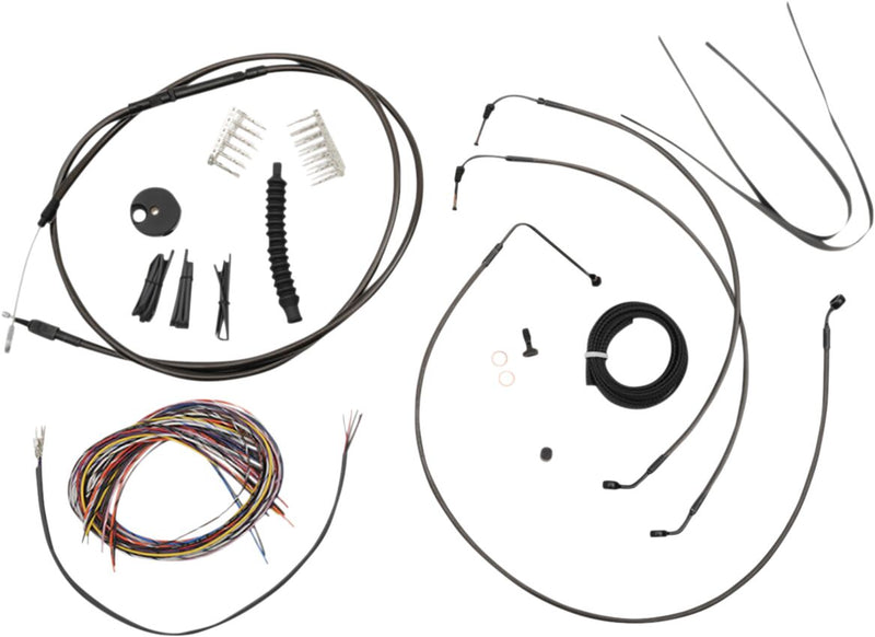 LA Choppers Complete Midnight Braided Handlebar Cable/Brake Line Kit Cable Kit Black Clear-Coated Alternate Length Clutch Line Black| Clear-Coated| Natural #LA-8154KT2-16M