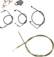 LA Choppers Standard Stainless Braided Handlebar Cable/Brake Line Kit Cable Kit Clear-Coated Natural Silver Alternate Length Clutch Line