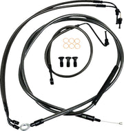 LA Choppers Standard Midnight Braided Handlebar Cable/Brake Line Kit Cable Kit Black Clear-Coated Alternate Length Clutch Line