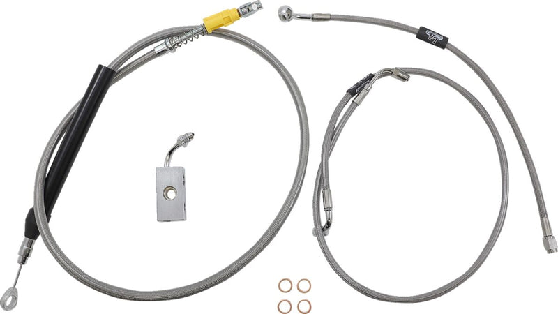 LA Choppers Standard Stainless Braided Handlebar Cable/Brake Line Kit Cable Kit Clear-Coated Natural Silver Alternate Length Clutch Line #LA-8155KT-16