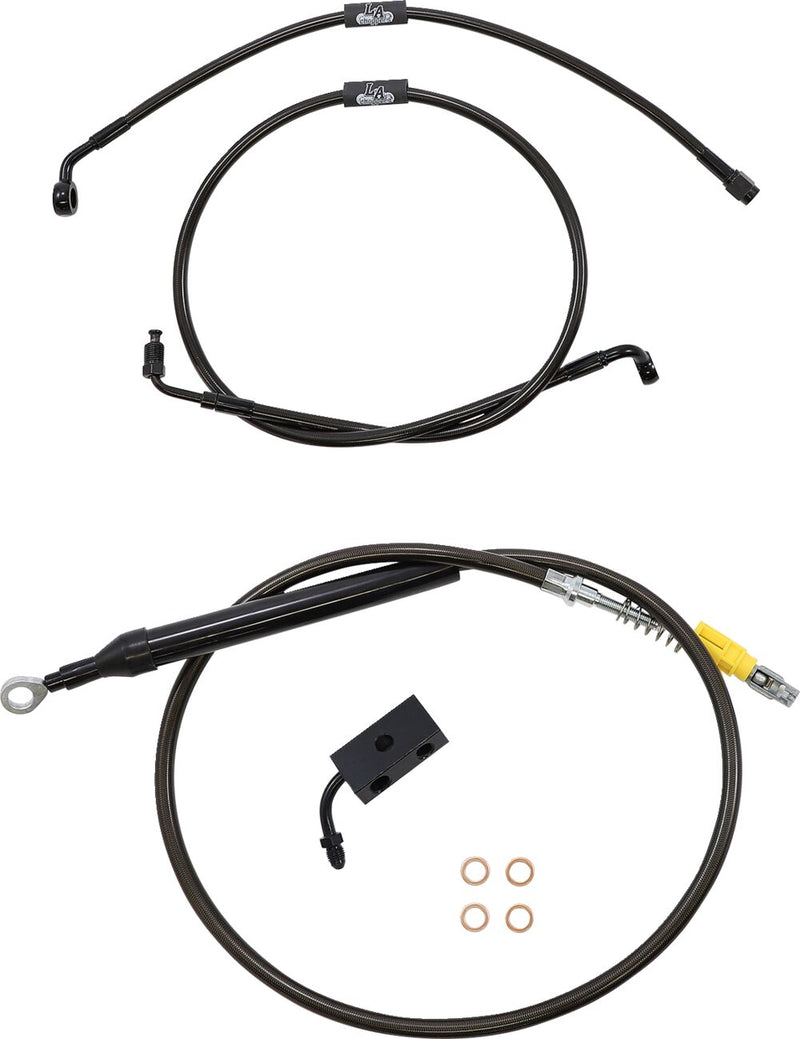 LA Choppers Standard Midnight Braided Handlebar Cable/Brake Line Kit Cable Kit Black Clear-Coated Alternate Length Clutch Line #LA-8155KT-16M