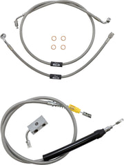 LA Choppers Standard Stainless Braided Handlebar Cable/Brake Line Kit Cable Kit Clear-Coated Natural Silver Alternate Length Clutch Line