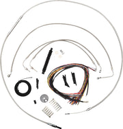 LA Choppers Complete Stainless Braided Handlebar Cable/Brake Line Kit Cable Kit Clear-Coated Natural Silver Alternate Length Clutch Line