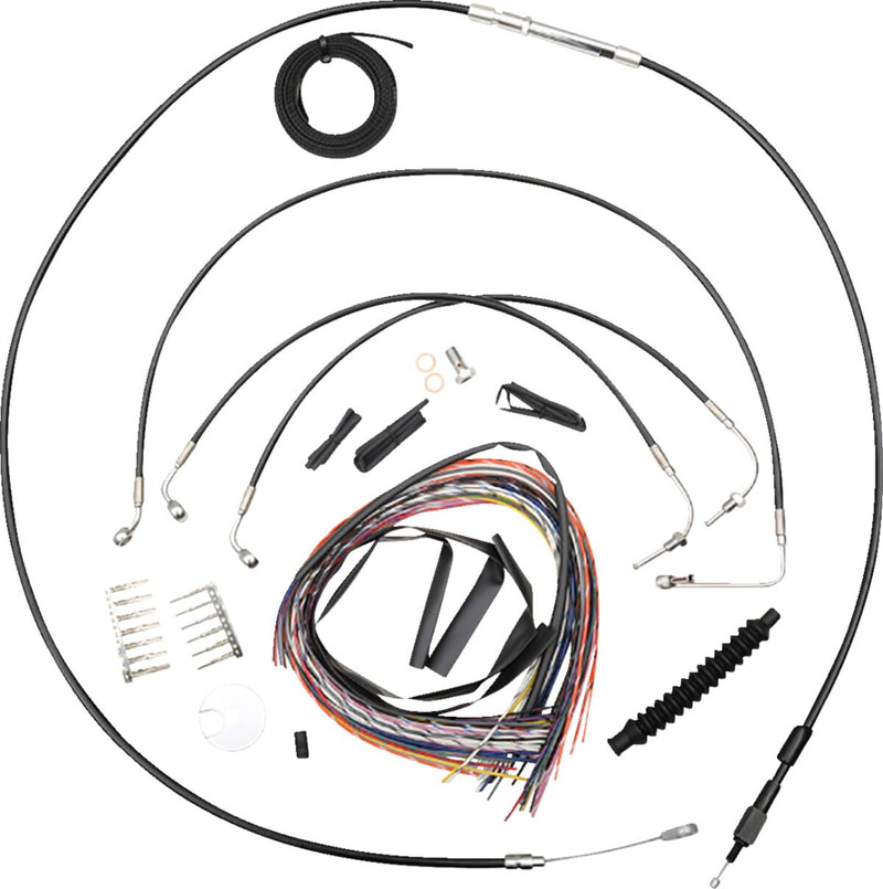 LA Choppers Complete Black Vinyl Braided Handlebar Cable/Brake Line Kit Cable Kit Clear-Coated Alternate Length Clutch Line Black| Clear-Coated| Natural #LA-8155KT2-13B