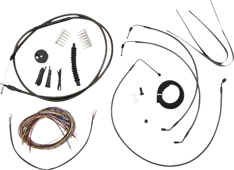 LA Choppers Complete Midnight Braided Handlebar Cable/Brake Line Kit Cable Kit Black Clear-Coated Alternate Length Clutch Line Black| Clear-Coated| Natural #LA-8155KT2-13M