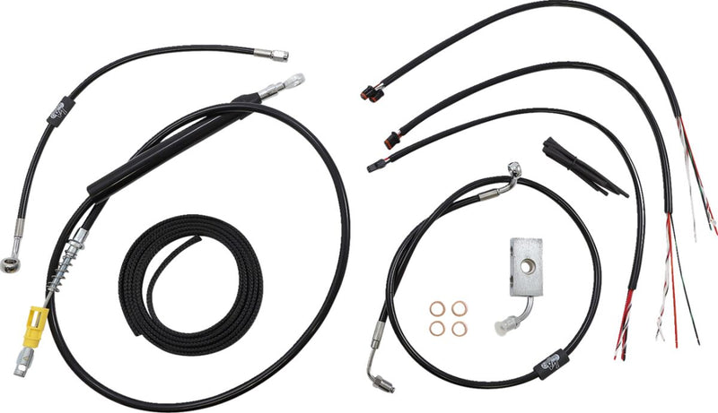 LA Choppers Complete Black Vinyl Braided Handlebar Cable/Brake Line Kit Cable Kit Clear-Coated Alternate Length Clutch Line Black| Clear-Coated| Natural #LA-8155KT2-16B