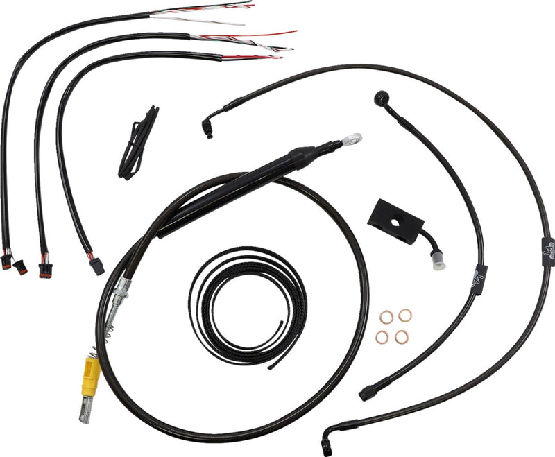 LA Choppers Complete Midnight Braided Handlebar Cable/Brake Line Kit Cable Kit Black Clear-Coated Alternate Length Clutch Line Black| Clear-Coated| Natural #LA-8155KT2-16M