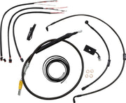 LA Choppers Complete Midnight Braided Handlebar Cable/Brake Line Kit Cable Kit Black Clear-Coated Alternate Length Clutch Line Black| Clear-Coated| Natural