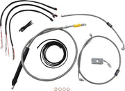 LA Choppers Complete Stainless Braided Handlebar Cable/Brake Line Kit Cable Kit Clear-Coated Natural Silver Alternate Length Clutch Line