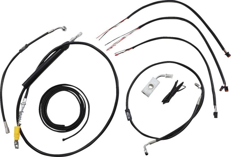 LA Choppers Complete Black Vinyl Braided Handlebar Cable/Brake Line Kit Cable Kit Clear-Coated Alternate Length Clutch Line Black| Clear-Coated| Natural #LA-8155KT2-19B