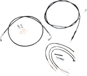 LA Choppers Complete Black Vinyl Braided Handlebar Cable/Brake Line Kit Cable Kit Clear-Coated Alternate Length Clutch Line Black| Clear-Coated| Natural