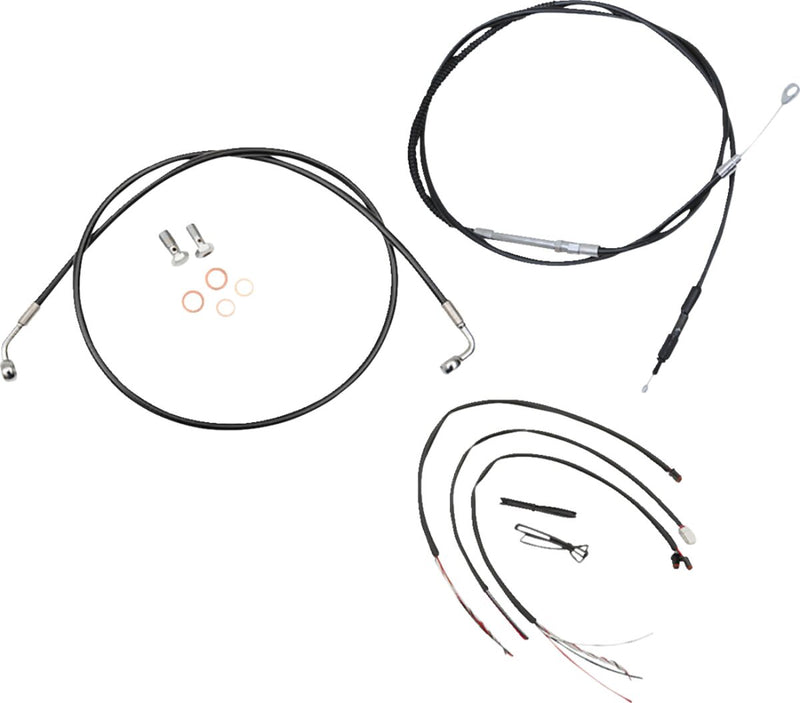 LA Choppers Complete Black Vinyl Braided Handlebar Cable/Brake Line Kit Cable Kit Clear-Coated Alternate Length Clutch Line Black| Clear-Coated| Natural #LA-8156KT2-13B