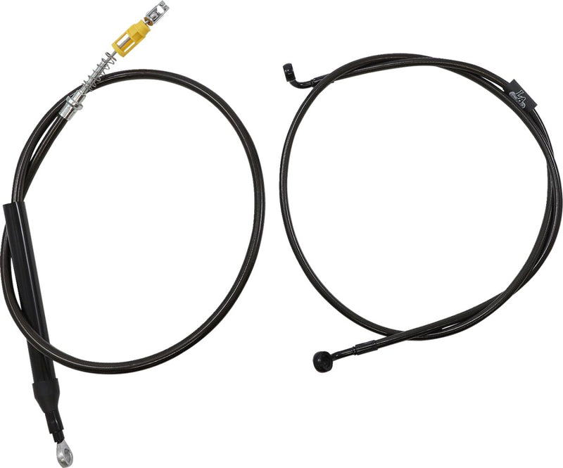 LA Choppers Complete Midnight Braided Handlebar Cable/Brake Line Kit Cable Kit Black Clear-Coated Alternate Length Clutch Line Black| Clear-Coated| Natural #LA-8156KT2-16M