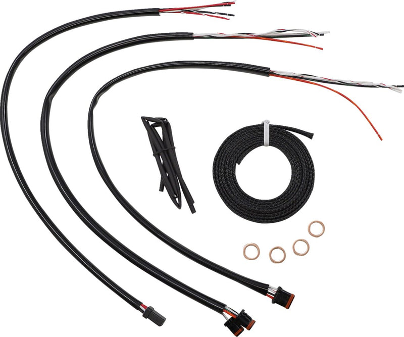 LA Choppers Complete Midnight Braided Handlebar Cable/Brake Line Kit Cable Kit Black Clear-Coated Alternate Length Clutch Line Black| Clear-Coated| Natural #LA-8156KT2-16M