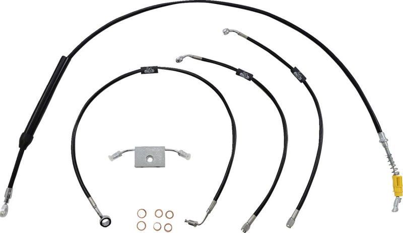 LA Choppers Standard Black Vinyl Handlebar Cable/Brake Line Kit Cable Kit Natural Alternate Length Braided Clutch Line #LA-8157KT-13B