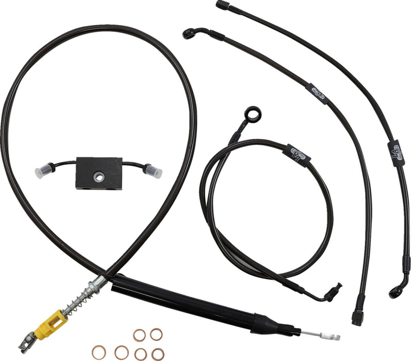 LA Choppers Standard Midnight Braided Handlebar Cable/Brake Line Kit Cable Kit Black Clear-Coated Alternate Length Clutch Line