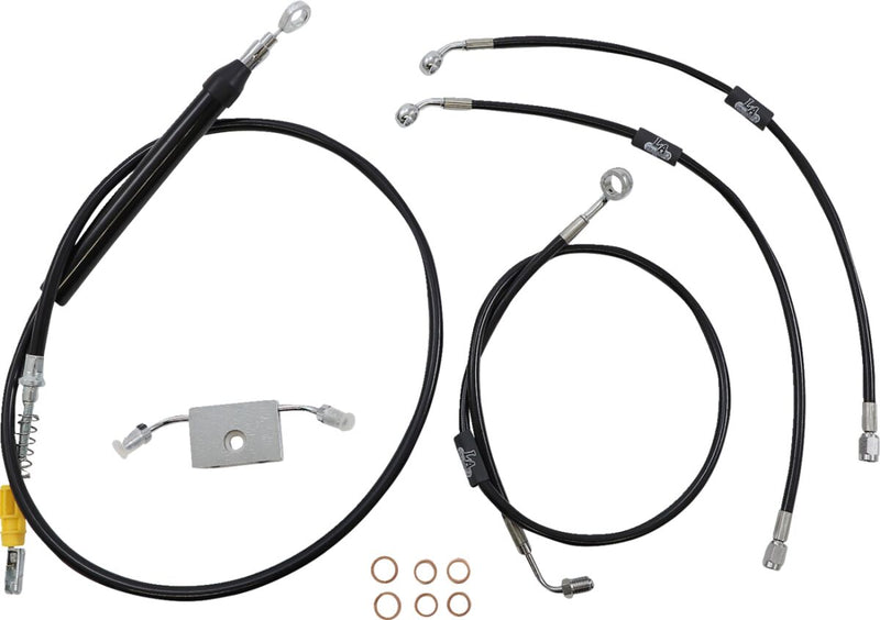 LA Choppers Standard Black Vinyl Handlebar Cable/Brake Line Kit Cable Kit Natural Alternate Length Braided Clutch Line #LA-8157KT-16B