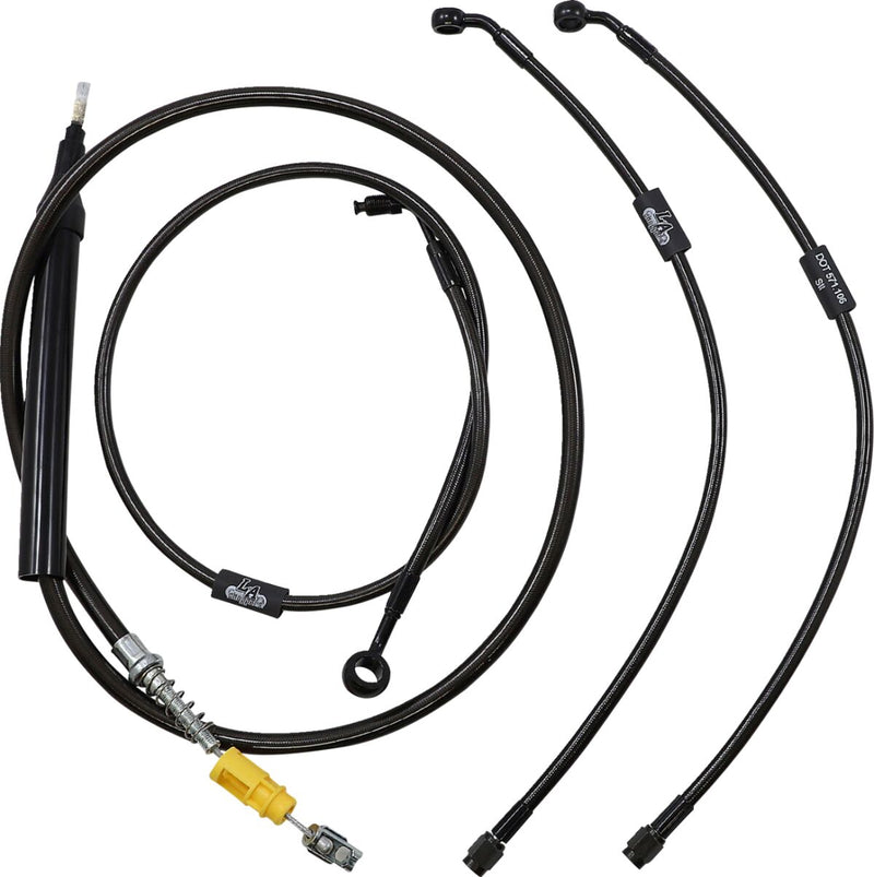 LA Choppers Standard Midnight Braided Handlebar Cable/Brake Line Kit Cable Kit Black Clear-Coated Alternate Length Clutch Line #LA-8157KT-16M
